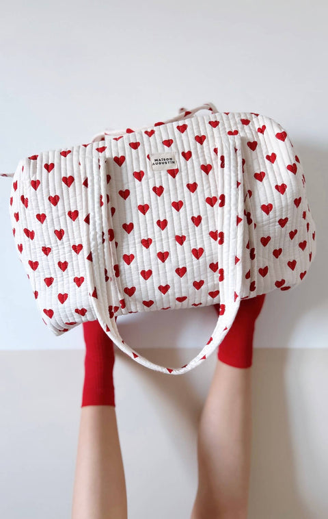 Maison Augustin - Kleine Wochenendtasche mit süßem Herzprint