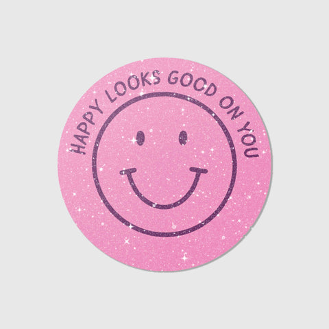 Studio Mirabella - Happy Looks Good On You - Sand Glitzer Vinyl Sticker