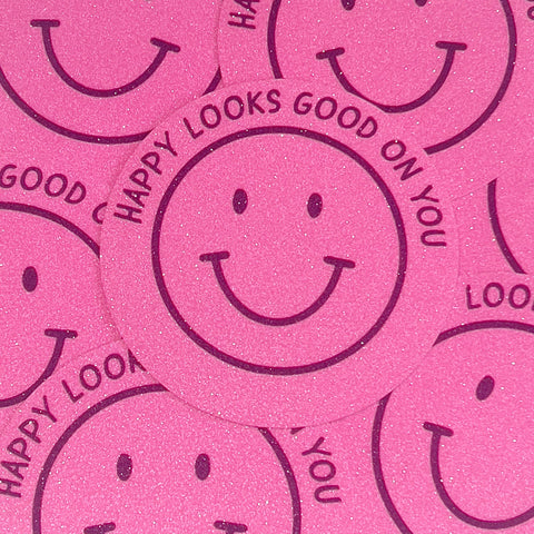 Studio Mirabella - Happy Looks Good On You - Sand Glitzer Vinyl Sticker